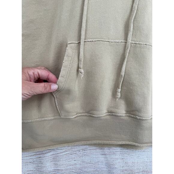 Nili Lotan Rough Hem Hoodie Sweatshirt Womens Large Beige Tan - Picture 5 of 12